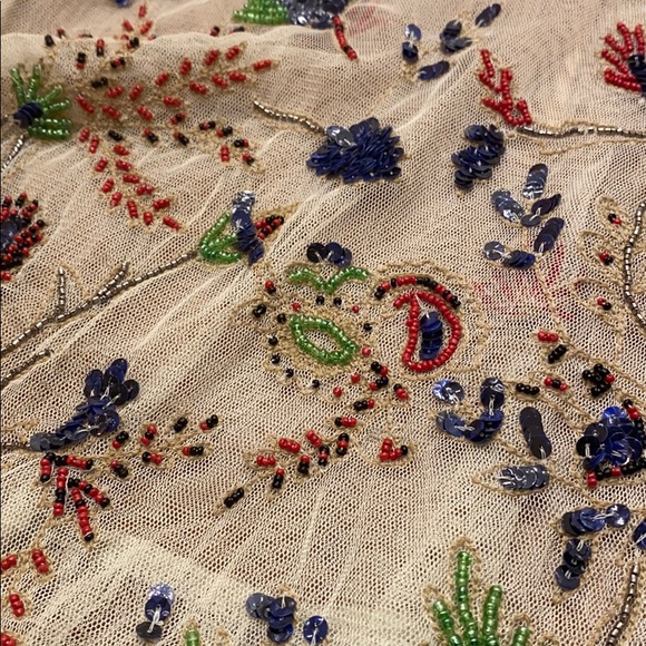 Creme sheer beaded and embroidered blouse - Picture 2 of 3